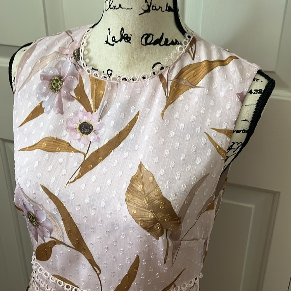 Ted Baker RONTIE Cabana print floral pink sleeveless dress TB 3 USA 8 - Picture 8 of 13
